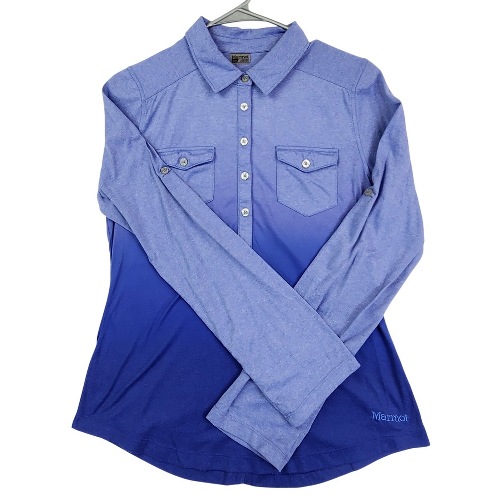 Marmot Blue Ombre Long Sleeve Hiking Shirt Gorpcore Outdoor Trail Utility Top M